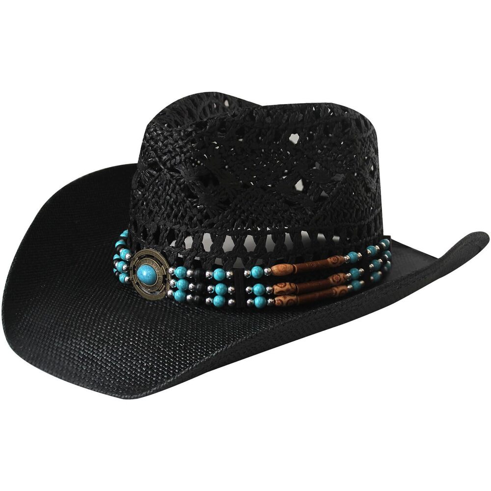 8417 Western Cowboy Hat Wide Brim Woven Straw Cowboy Hat Cowgirl Exquisite